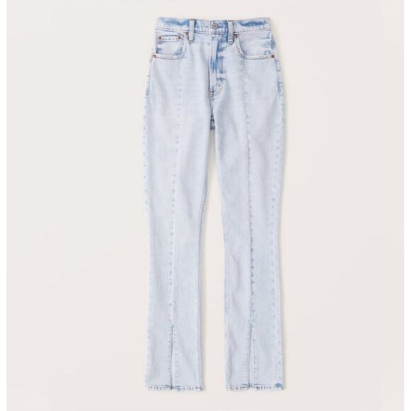 Abercrombie & Fitch The Skinny High Rise Split Hem Vent Jeans Blue 27/4 Long - Picture 10 of 16